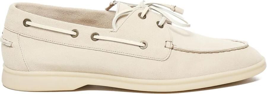 Loro Piana Leren bootschoenen met veters Beige