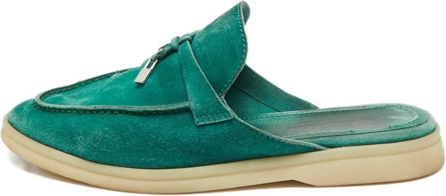 Loro Piana Pre-Owned Suède muiltjes met bedels Groen