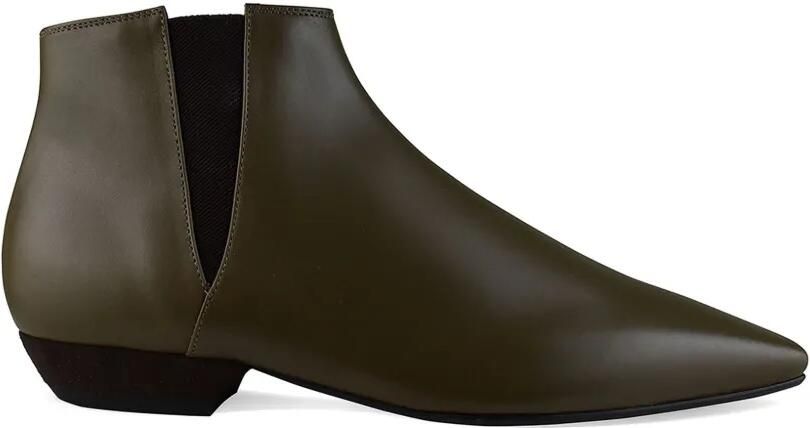 Loro Piana Sumire enkellaarzen met puntige neus Groen