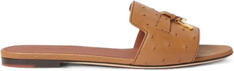 Loro Piana Summer Charms sandalen van struisvogelleer Bruin