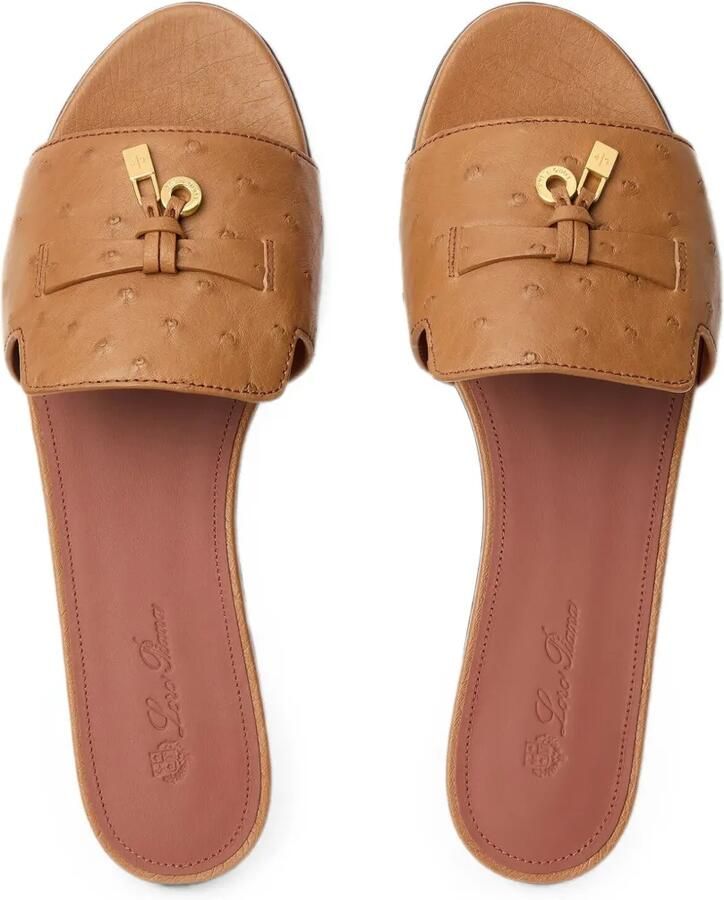 Loro Piana Summer Charms sandalen van struisvogelleer Bruin - Foto 3