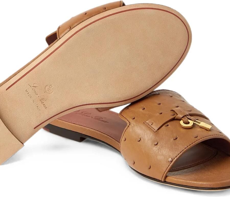 Loro Piana Summer Charms sandalen van struisvogelleer Bruin - Foto 2