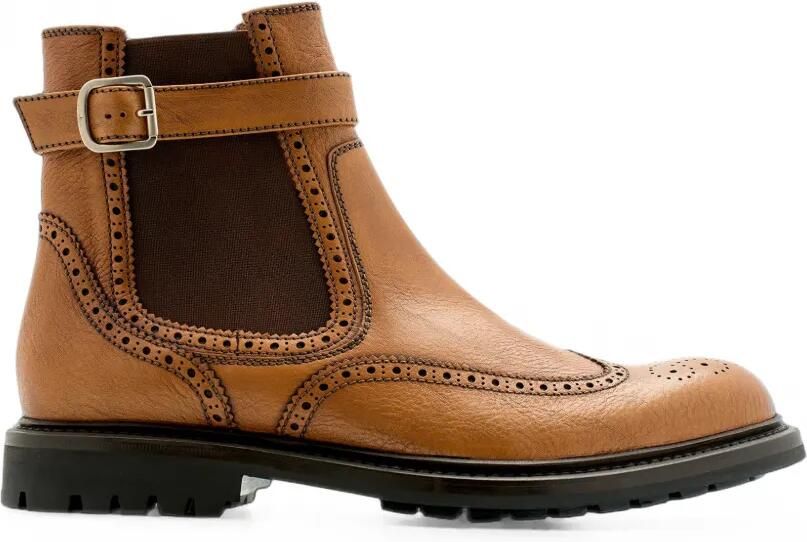 Lottusse Walton enkellaarzen met brogue-detail Bruin