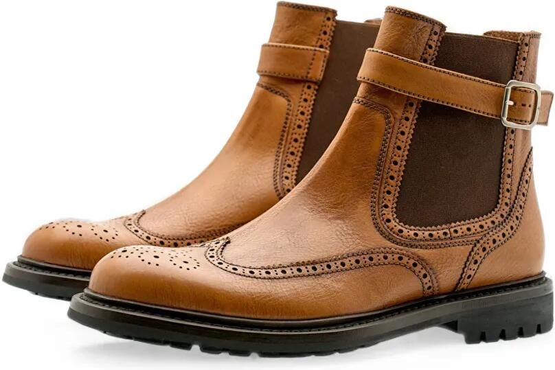 Lottusse Walton enkellaarzen met brogue-detail Bruin - Foto 4