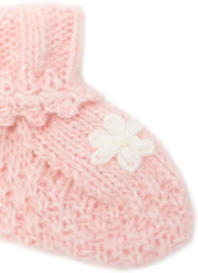 LOUISE MISHA KIDS Grofgebreide slippers met bloe -patch Roze - Foto 3