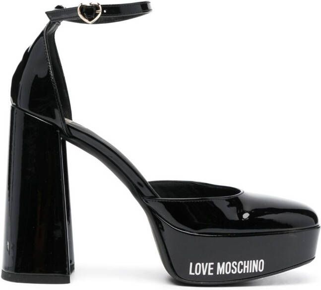Love Moschino 120mm logo-print leather pumps Zwart