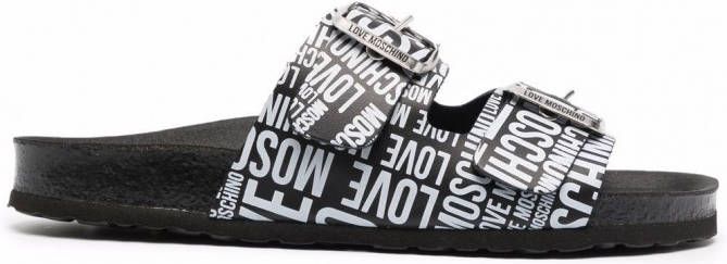 Love Moschino Sandalen met logoprint Zwart