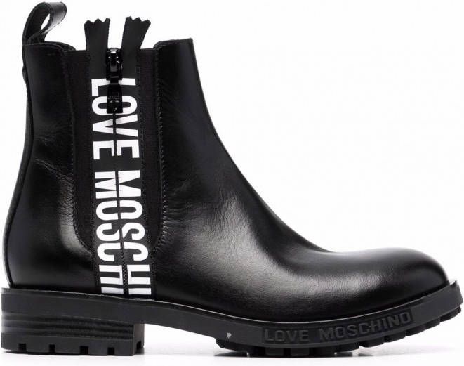 Love Moschino Chelsea laarzen met logoband Zwart