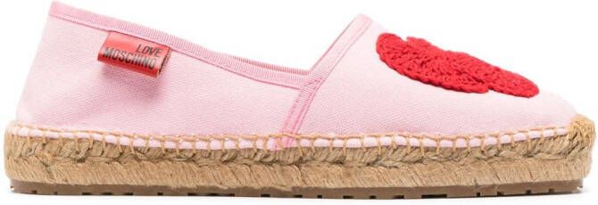 Love Moschino Espadrilles met gehaakt detail Roze