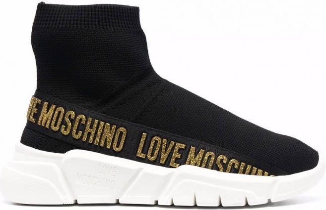 Love Moschino W. sneakers met logo-reliëf Zwart
