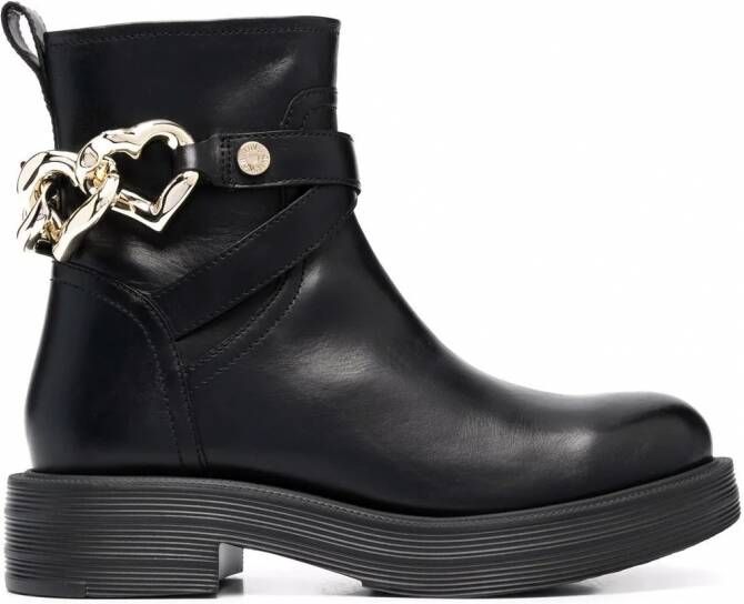 Love Moschino Enkellaarzen met hart amulet Zwart