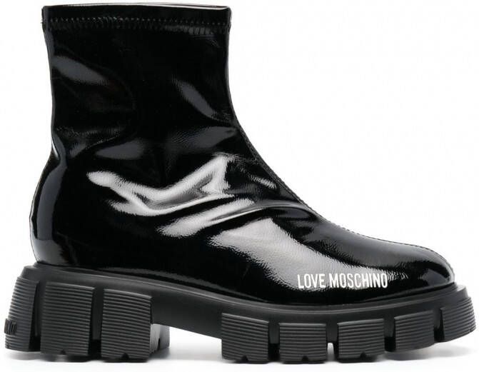 Love Moschino Glanzende laarzen Zwart