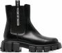 Love Moschino Leren Enkellaarzen met Elastische Gores Black Dames - Thumbnail 2