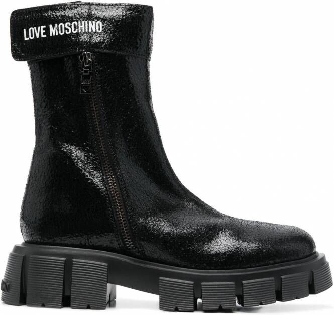 Love Moschino Laarzen met logoprint Zwart