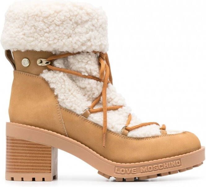 Love Moschino Lammy enkellaarzen Beige