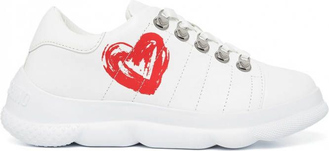 Love Moschino Leren sneakers dames rubber leer Stof 36 Wit