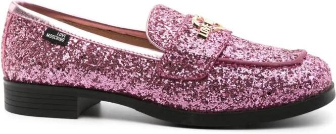 Love Moschino Loafers met glitter Roze