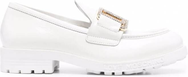 Love Moschino Loafers met logoplakkaat Wit