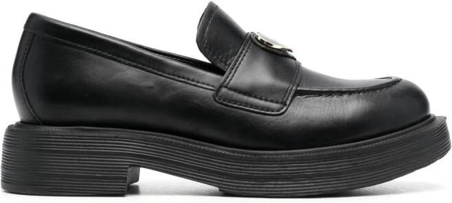 Love Moschino Loafers met logoplakkaat Zwart