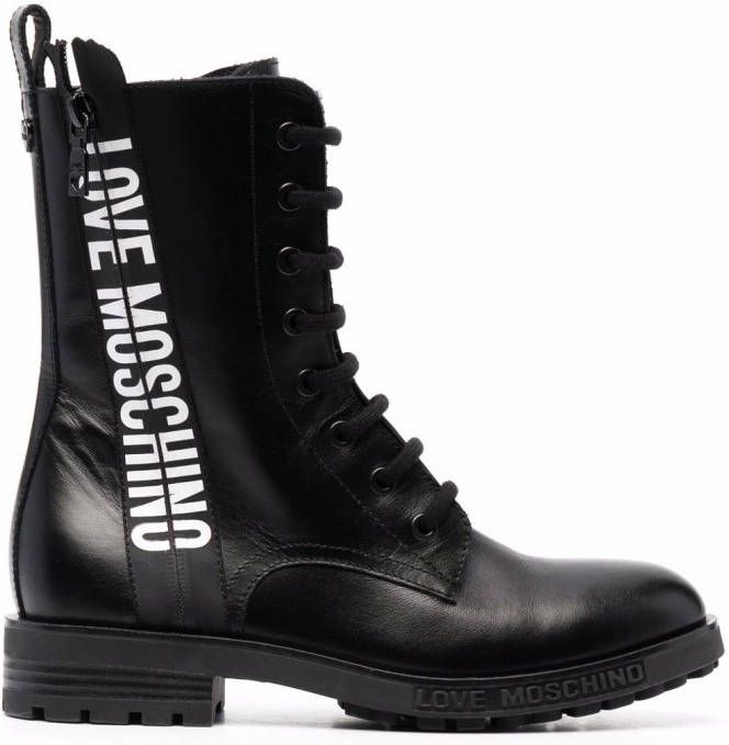 Love Moschino Enkellaarzen met logoband Zwart