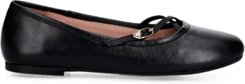 Love Moschino Ballerina's met gekruiste bandjes en hartpatroon Zwart