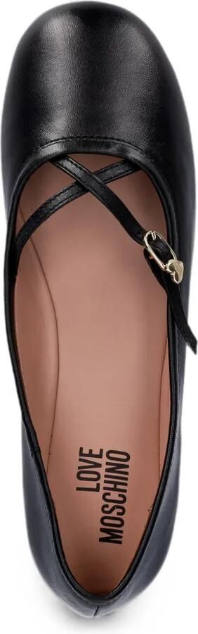 Love Moschino Ballerina's met gekruiste bandjes en hartpatroon Zwart - Foto 4