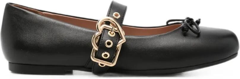 Love Moschino Ballerina's met gespbandje en strikdetail Zwart