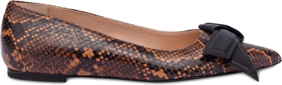Love Moschino Ballerina's met slangenleer-effect Bruin