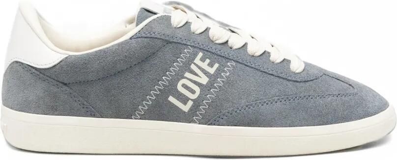 Love Moschino Cloud25 logo-print suede sneakers Blauw