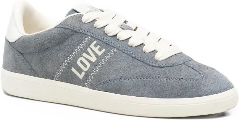 Love Moschino Cloud25 logo-print suede sneakers Blauw - Foto 3