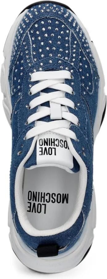 Love Moschino Denim sneakers met stras Blauw - Foto 4
