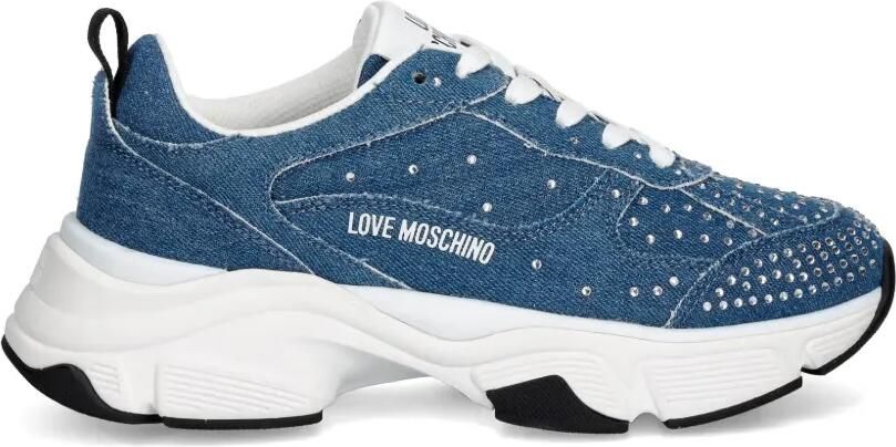 Love Moschino Denim sneakers met stras Blauw - Foto 3