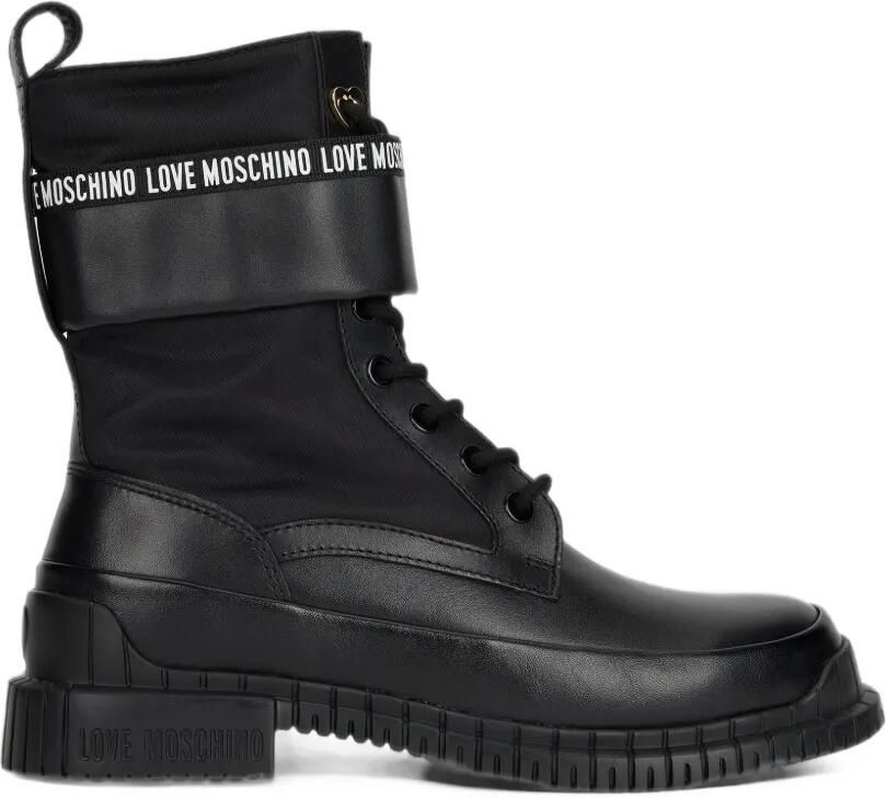 Love Moschino Enkellaarzen met logoprint Zwart