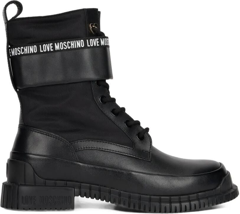 Love Moschino Enkellaarzen met logoprint Zwart