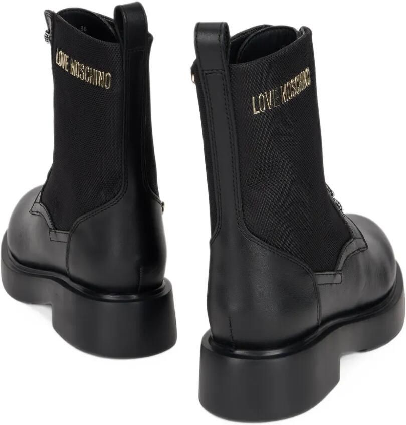 Love Moschino Enkellaarzen met veters en logo-plakkaat Zwart - Foto 2