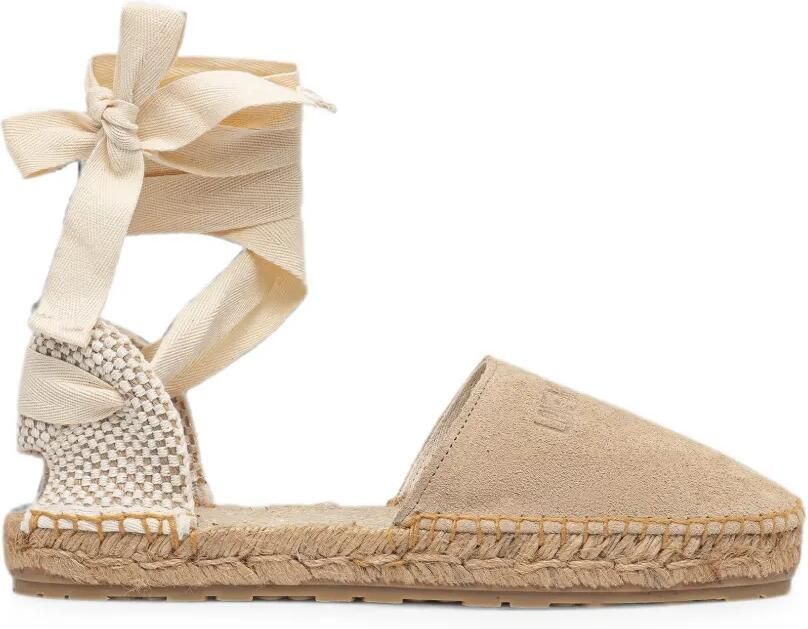 Love Moschino Espadrilles met logo-reliëf en veters Beige