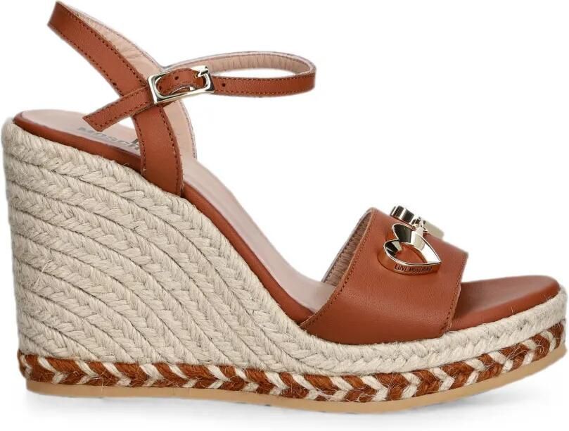 Love Moschino Espadrilles met sleehak en hart-patroon Bruin