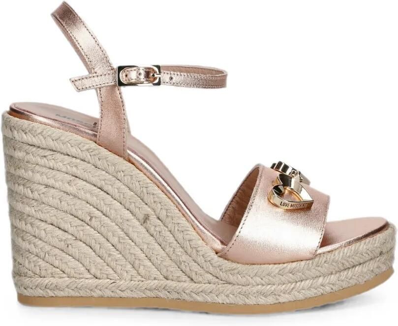 Love Moschino Espadrilles met sleehak en hartplakkaat Roze