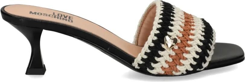 Love Moschino Gehaakte sandalen met hartpatroon Zwart