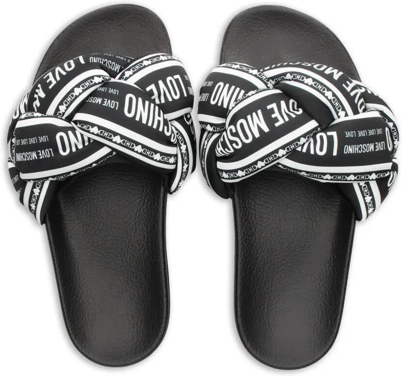 Love Moschino Gevlochten sandalen met logoprint Zwart - Foto 2