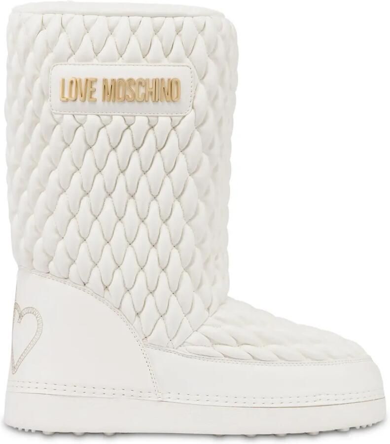 Love Moschino Gewatteerde laarzen met logoplakkaat Wit