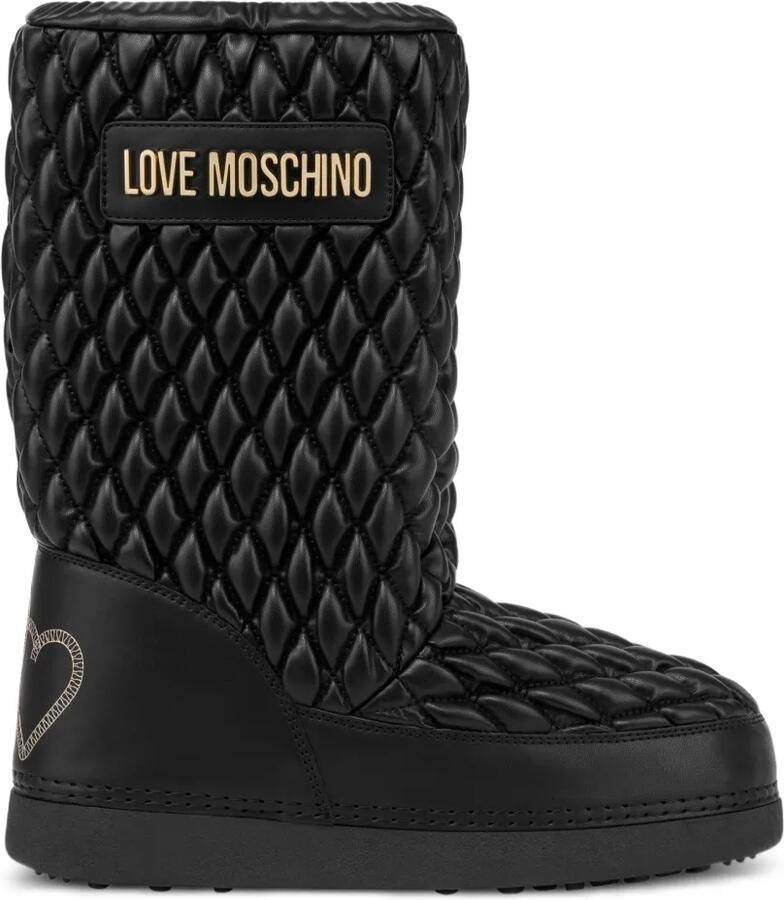 Love Moschino Gewatteerde laarzen met logoplakkaat Zwart