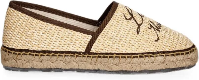 Love Moschino Geweven espadrilles met geborduurd logo Beige