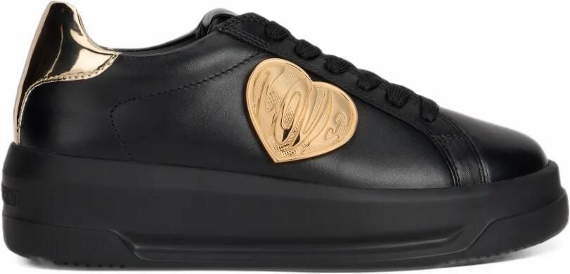 Love Moschino Sneakers met metallic afwerking en hartpatroon Zwart