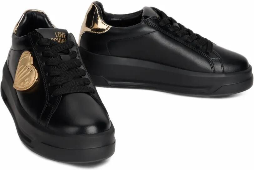 Love Moschino Sneakers met metallic afwerking en hartpatroon Zwart - Foto 2