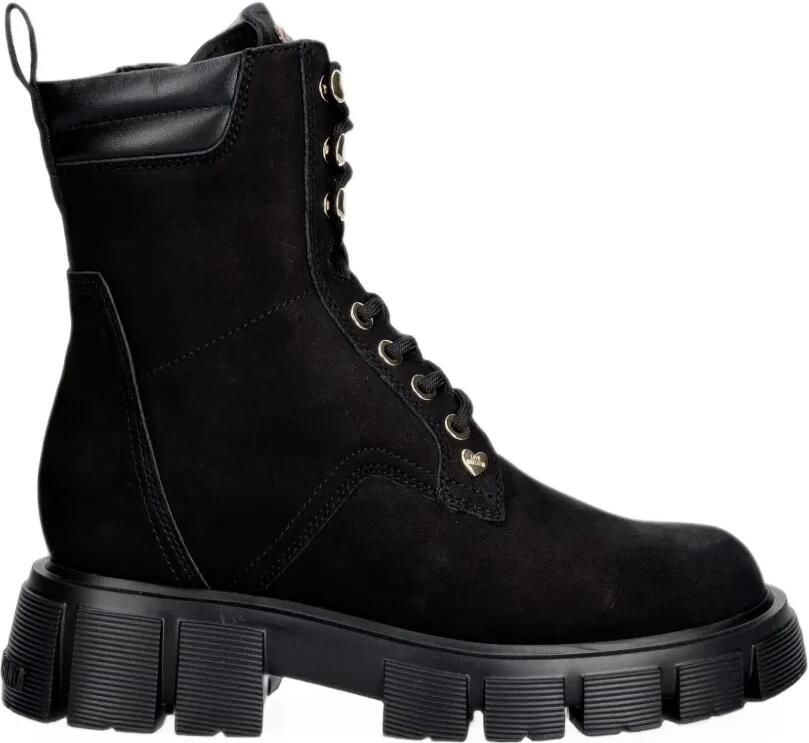 Love Moschino Laarzen met chunky zool en veters Zwart