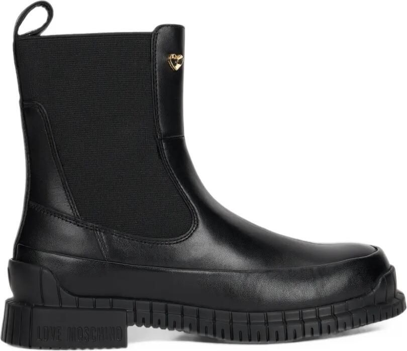 Love Moschino Laarzen met geribbelde zool en hartpatroon Zwart