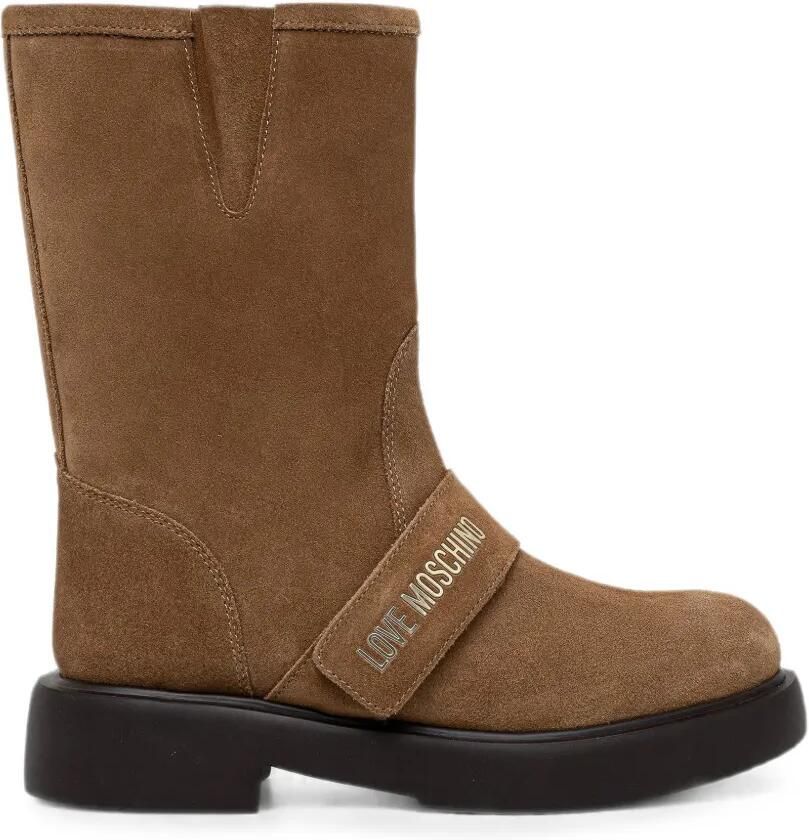 Love Moschino Laarzen met klittenband en logo Bruin