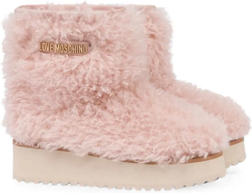 Love Moschino Laarzen met plateauzool en imitatielamswol Roze - Foto 2