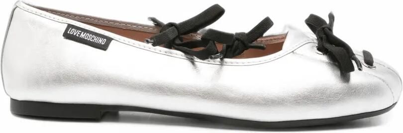Love Moschino lace-up metallic ballet flats Zwart